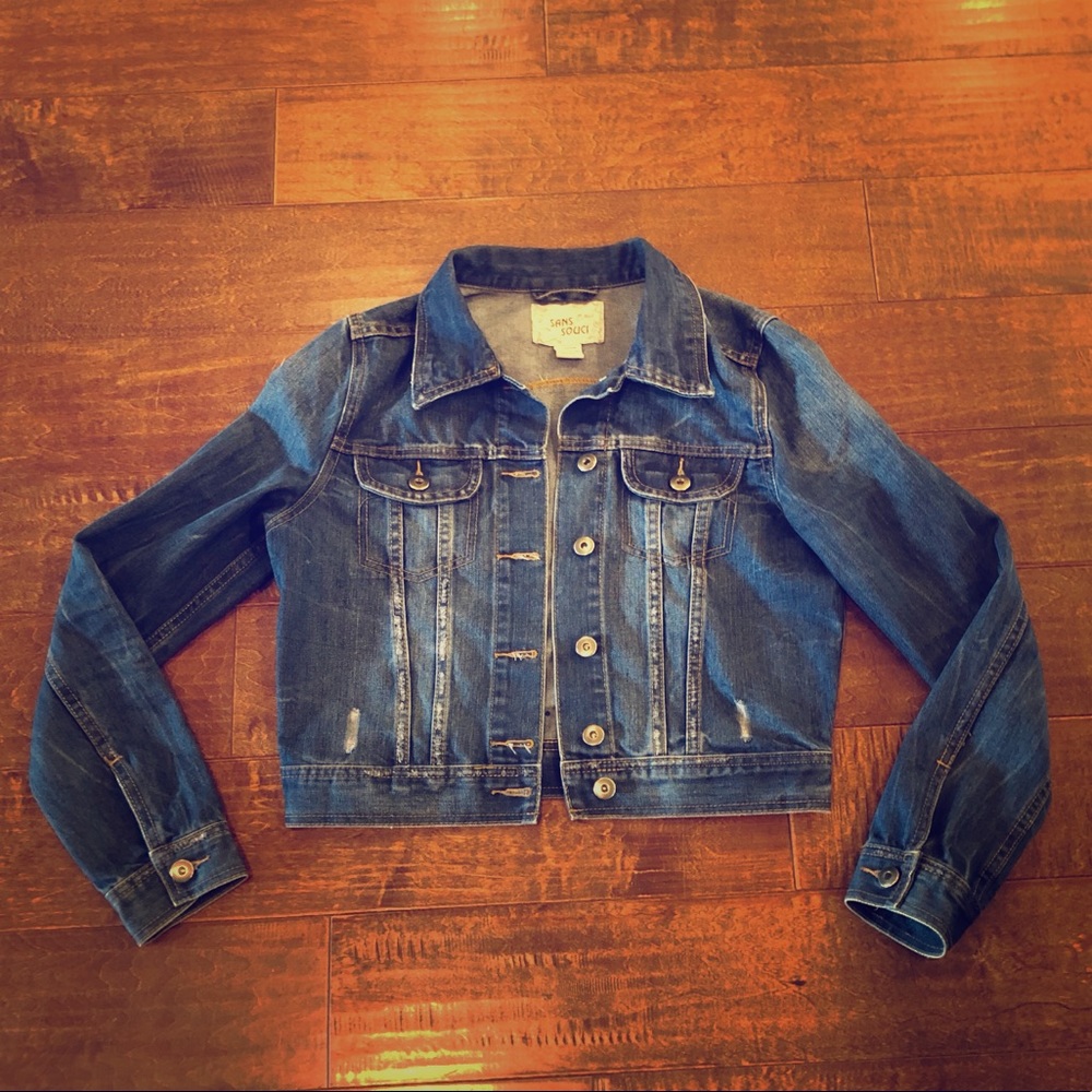 Distressed Jean Jacket size M